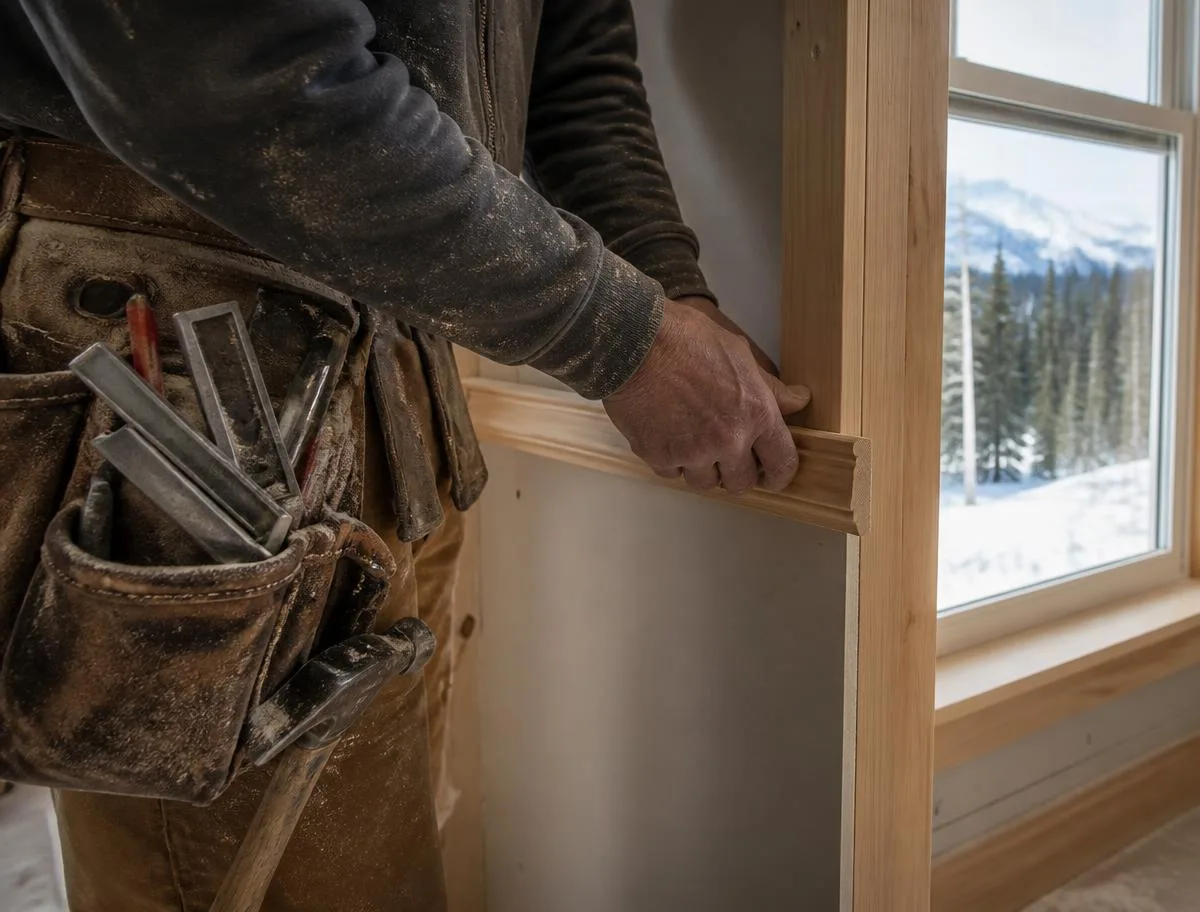 Handyman working with hand tools inside an Alaskan home