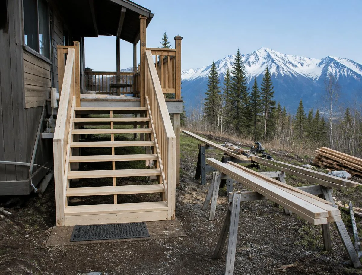 Full day of exterior maintenance work at a Girdwood cabin